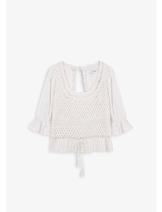 Scalpers Блуза 'Crochet' бяло