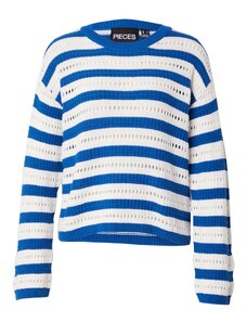 PIECES Пуловер 'MARIAN' синьо / бяло