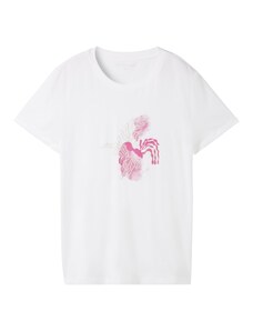 TOM TAILOR Тениска екрю / розово / бяло