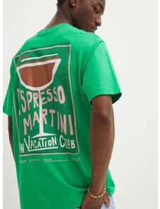 Памучна тениска On Vacation в зелено с принт OVC T144