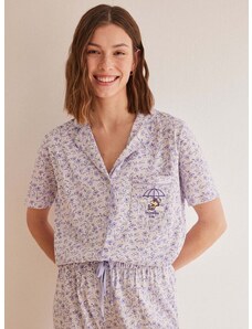 Памучна пижама women'secret MULTILICENSE SPRING BREAK в лилаво от памук 3137623