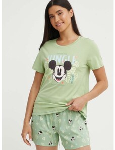 Памучна пижама women'secret Mickey в зелено от памук 3137655