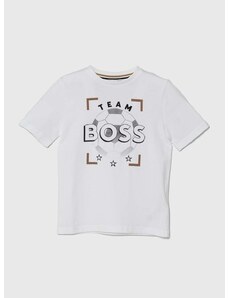 Детска памучна тениска BOSS в бяло с принт J50729
