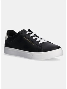 Кожени маратонки Tommy Hilfiger ESSENTIAL COURT SNEAKER в черно FW0FW08320