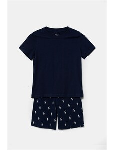 Детска памучна пижама Polo Ralph Lauren в тъмносиньо с десен 9P0250