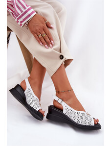 Кожени Перфорирани Сандали За Жени На Платформа Vinceza