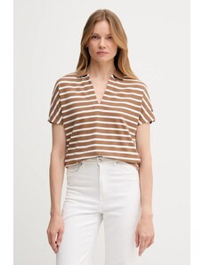 Тениска с яка Tommy Hilfiger дамска в кафяво WW0WW46512