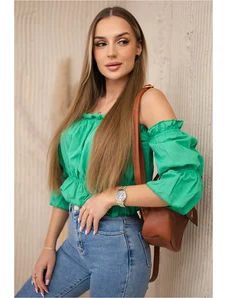 Kesi Blouse over the shoulder dark green