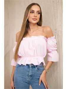 Kesi Blouse over the shoulder powder pink