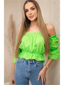 Kesi Blouse over the shoulder light green