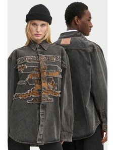 Дънкова риза Y/Project EVERGREEN PARIS' BEST PATCH DENIM SHIRT в сиво със свободна кройка с класическа яка 207SI002