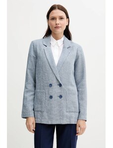 Ленено сако United Colors of Benetton в синьо с двуредно закопчаване с десен 265XDW035