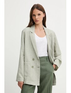 Ленено сако United Colors of Benetton в зелено с двуредно закопчаване с десен 265XDW035