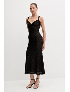 Рокля Bardot в черно дълга разкроена 59964DB