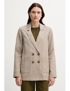 Ленено сако United Colors of Benetton в бежово с двуредно закопчаване с десен 265XDW035