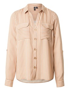 VERO MODA Блуза 'VMBUMPY' тъмнобежово / бяло