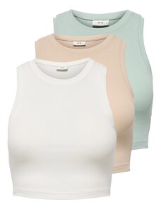 JDY Топ 'JDYLUCKY' камел / светлозелено / бяло