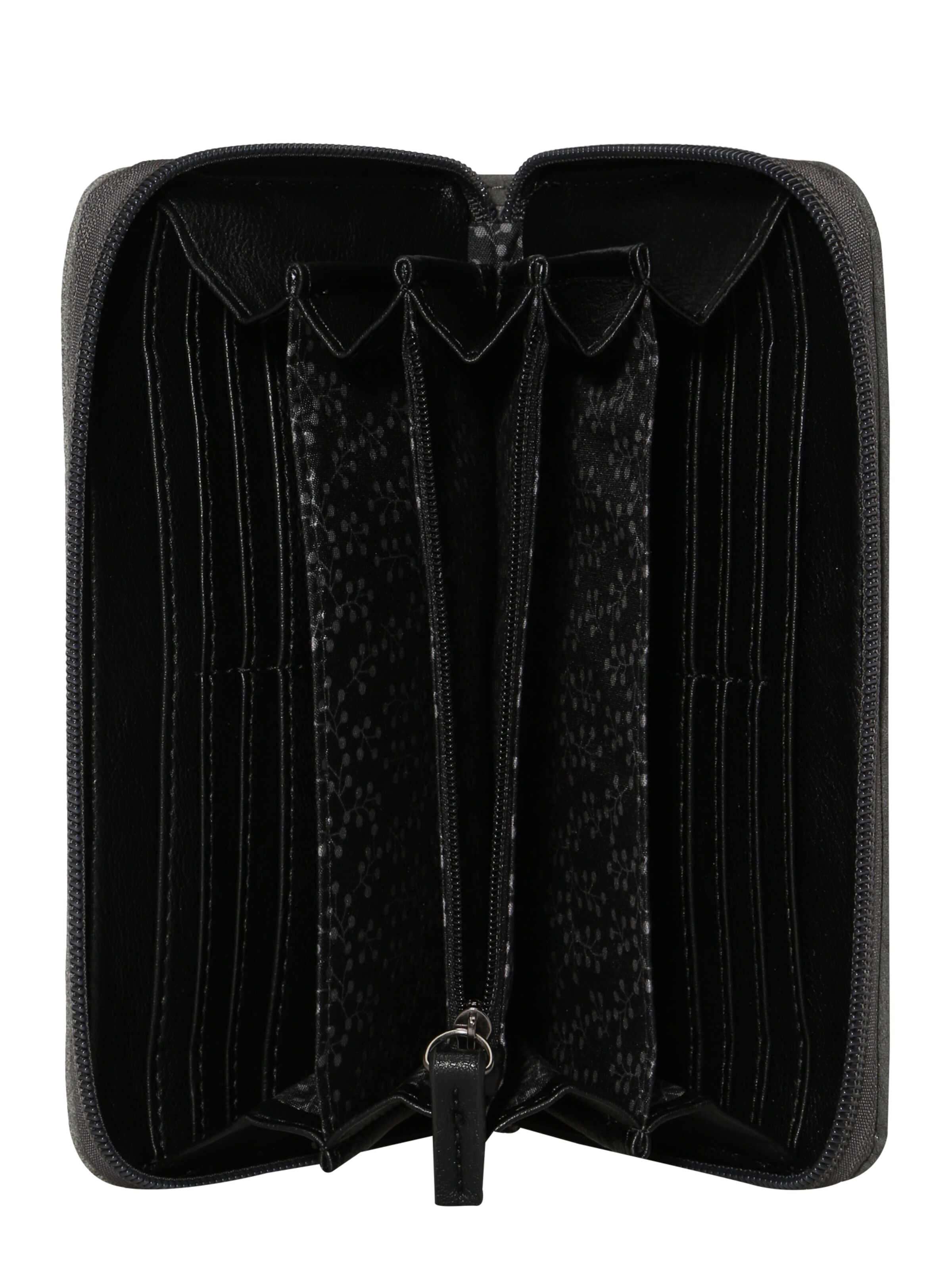 TOM TAILOR Портмоне 'Elin' тъмносиво / черно