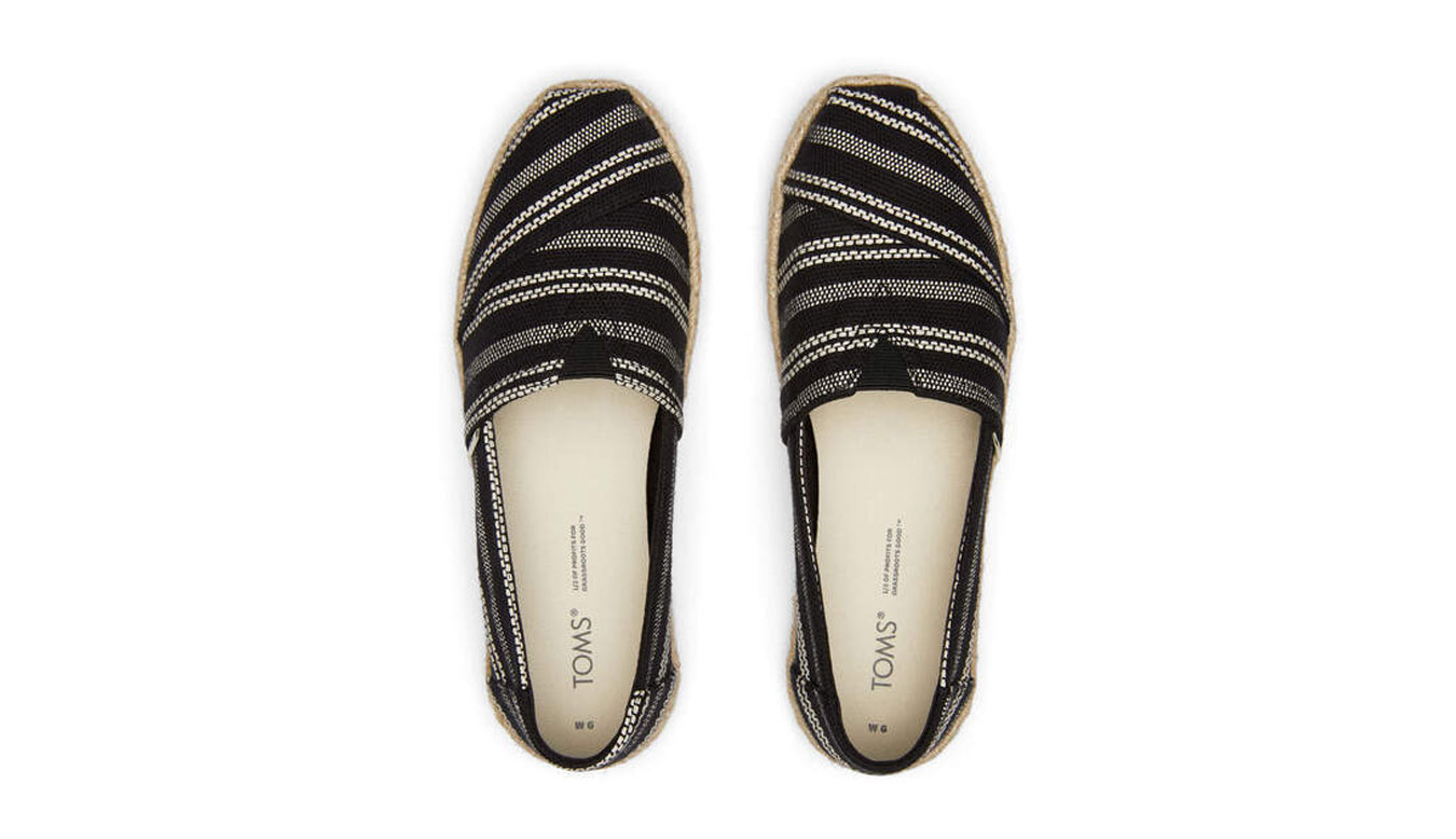 Toms Alpargata Rope Black Global Stripe Wmns Жени - Спортни обувки Toms - Черен - 10017852-4