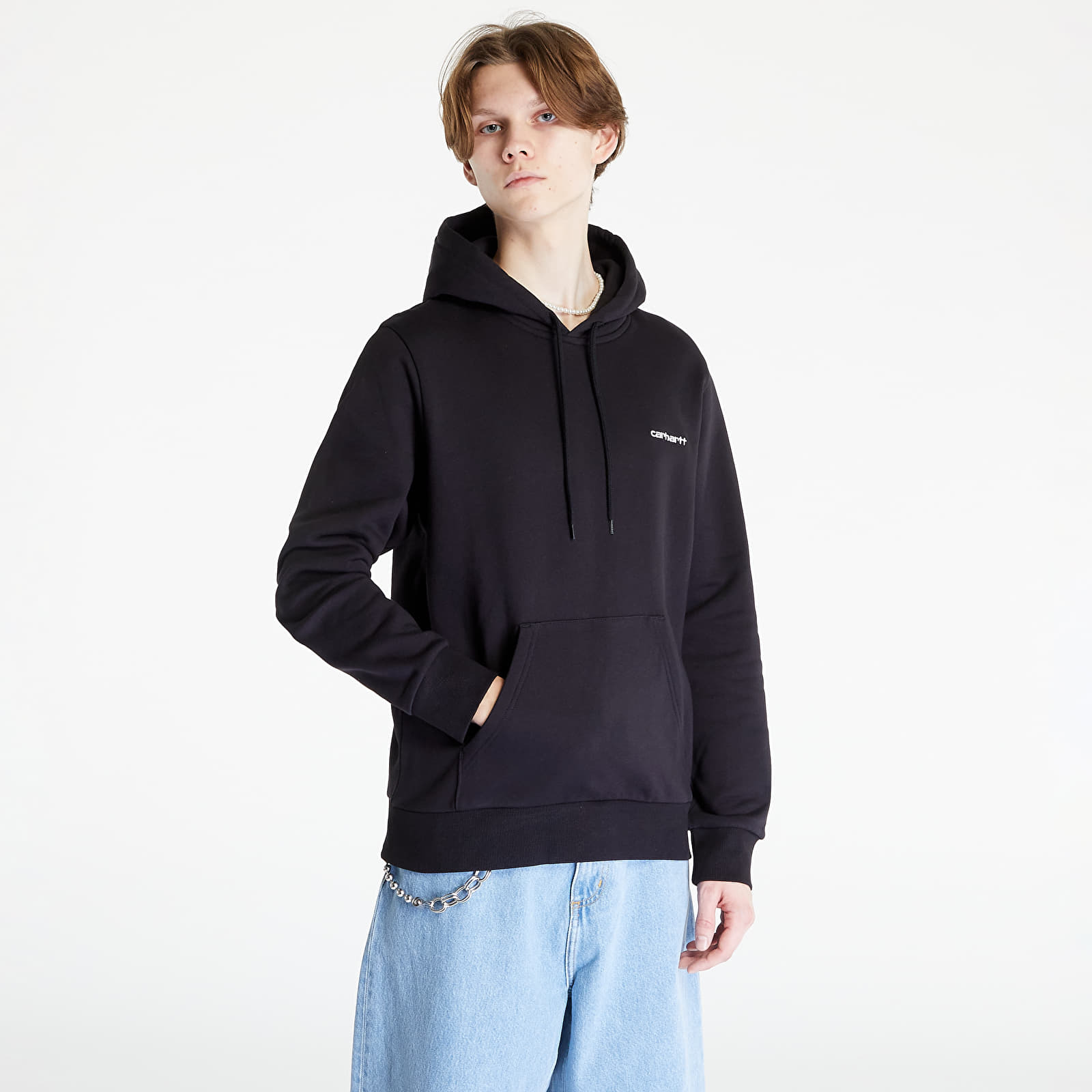 Суитшърт Carhartt WIP Hooded Script Embroidery Sweat Black/ White XS