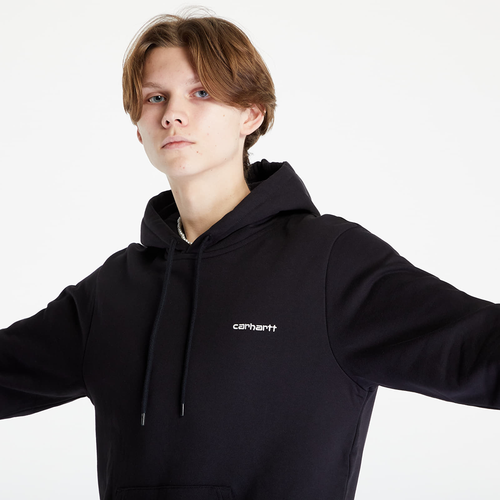 Суитшърт Carhartt WIP Hooded Script Embroidery Sweat Black/ White XS