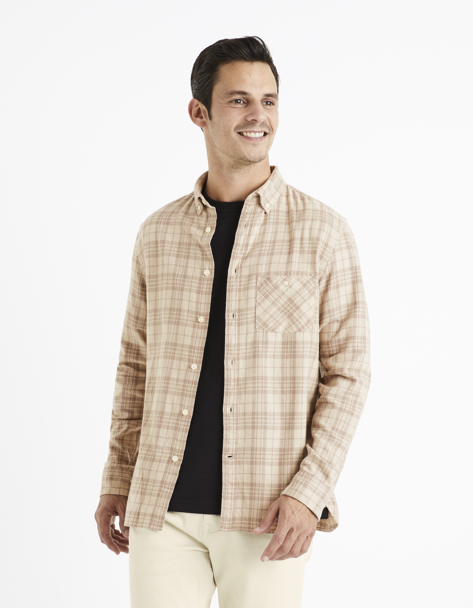 Celio Plaid Flannel Shirt Canewto - Mens