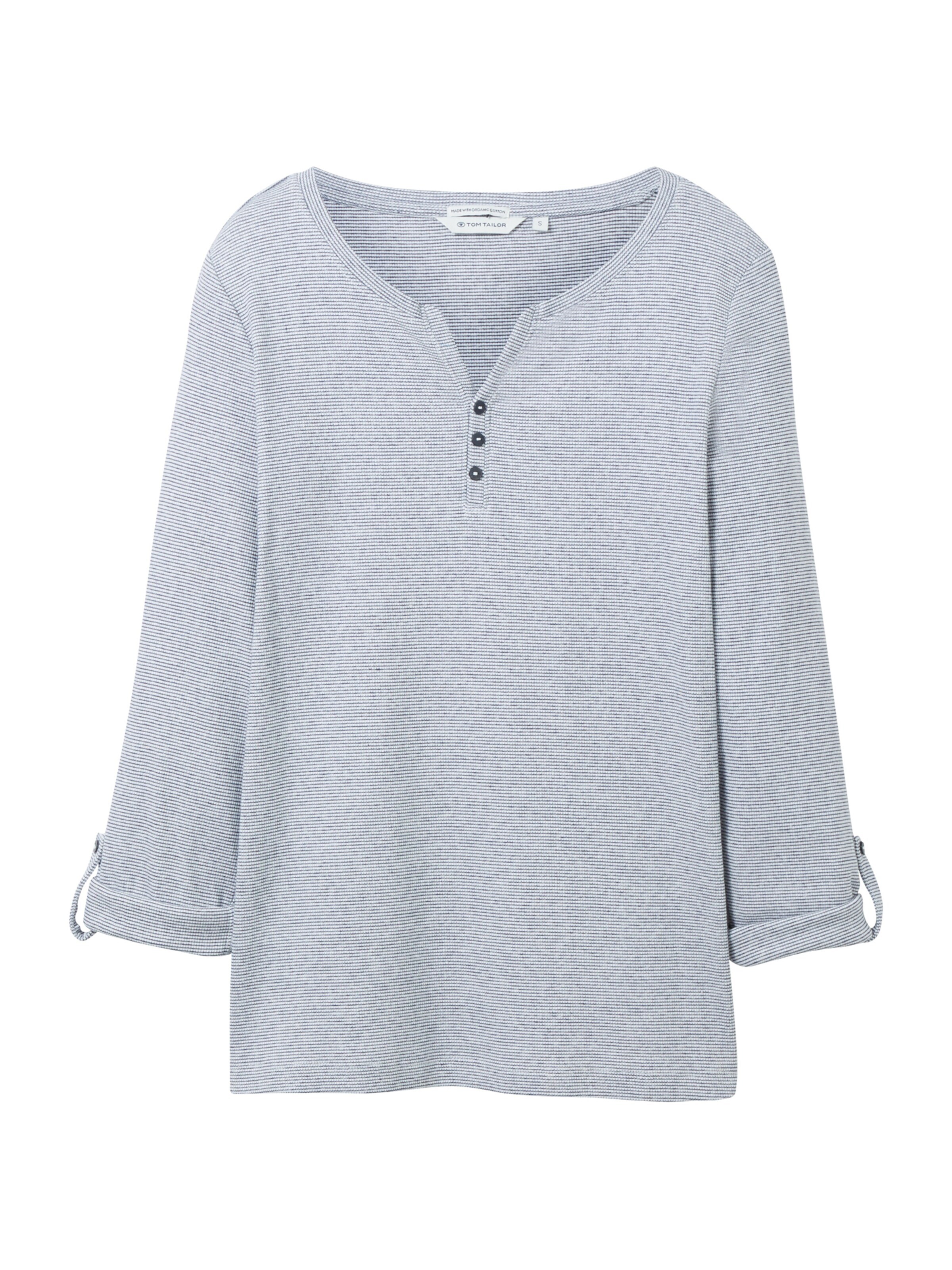 TOM TAILOR Тениска тъмносиньо / мръсно бяло