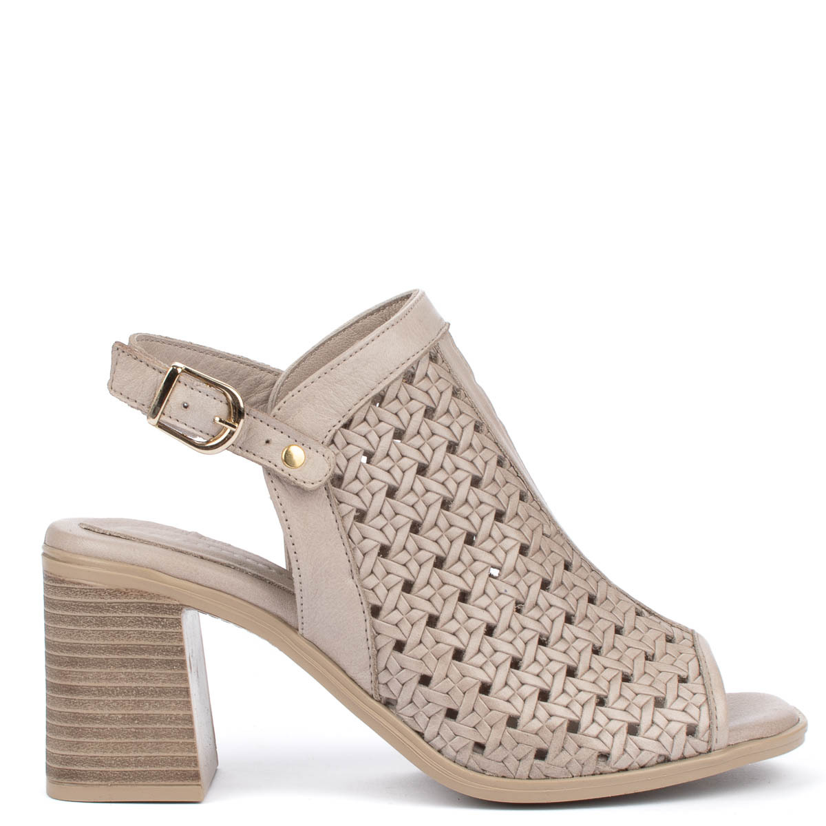 Бежови дамски сандали от естествена кожа