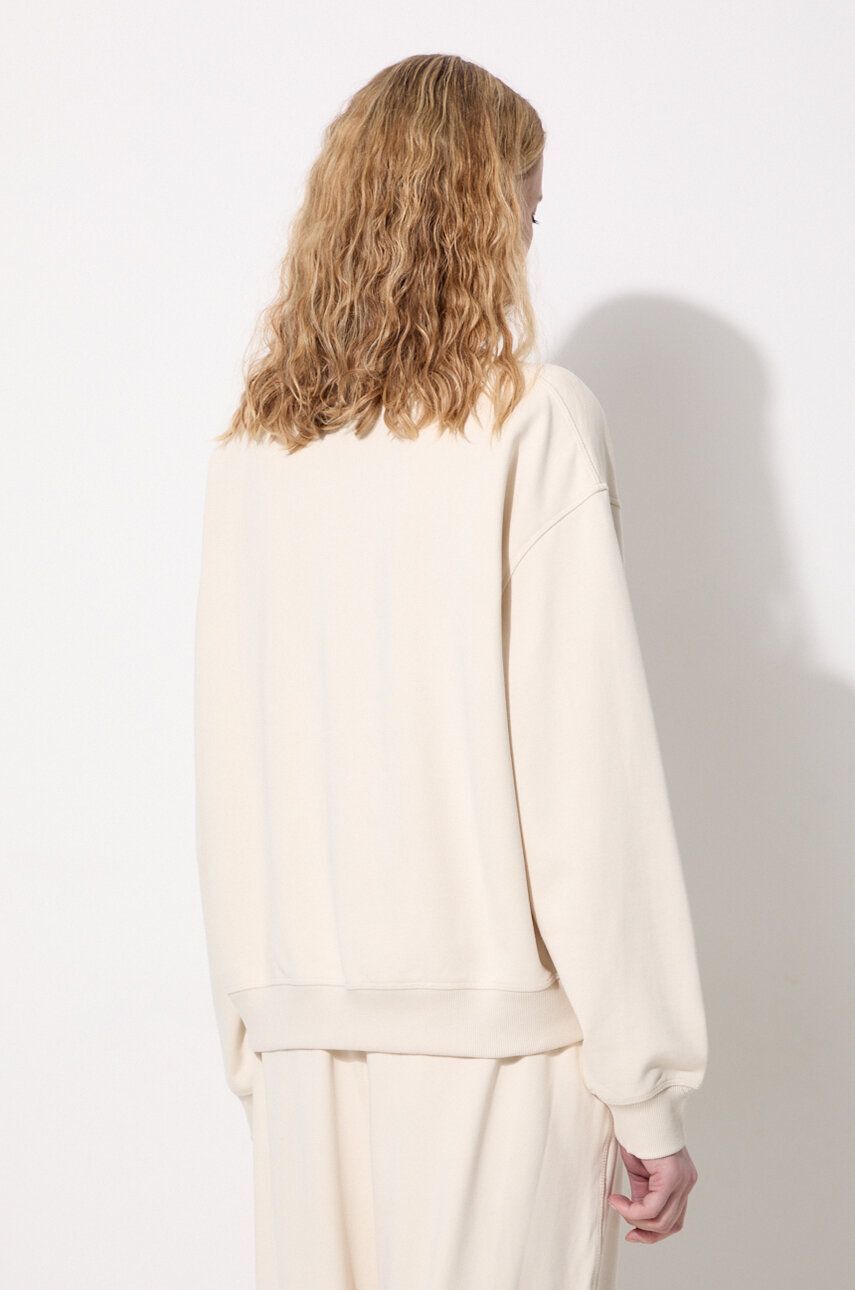 Памучен суичър New Balance WT41500LIN в бежово с изчистен дизайн