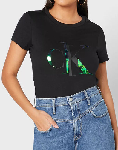CALVIN KLEIN DISTORTED CK IRIDESCENT TEE J20J214783 Black - GLAMI.bg