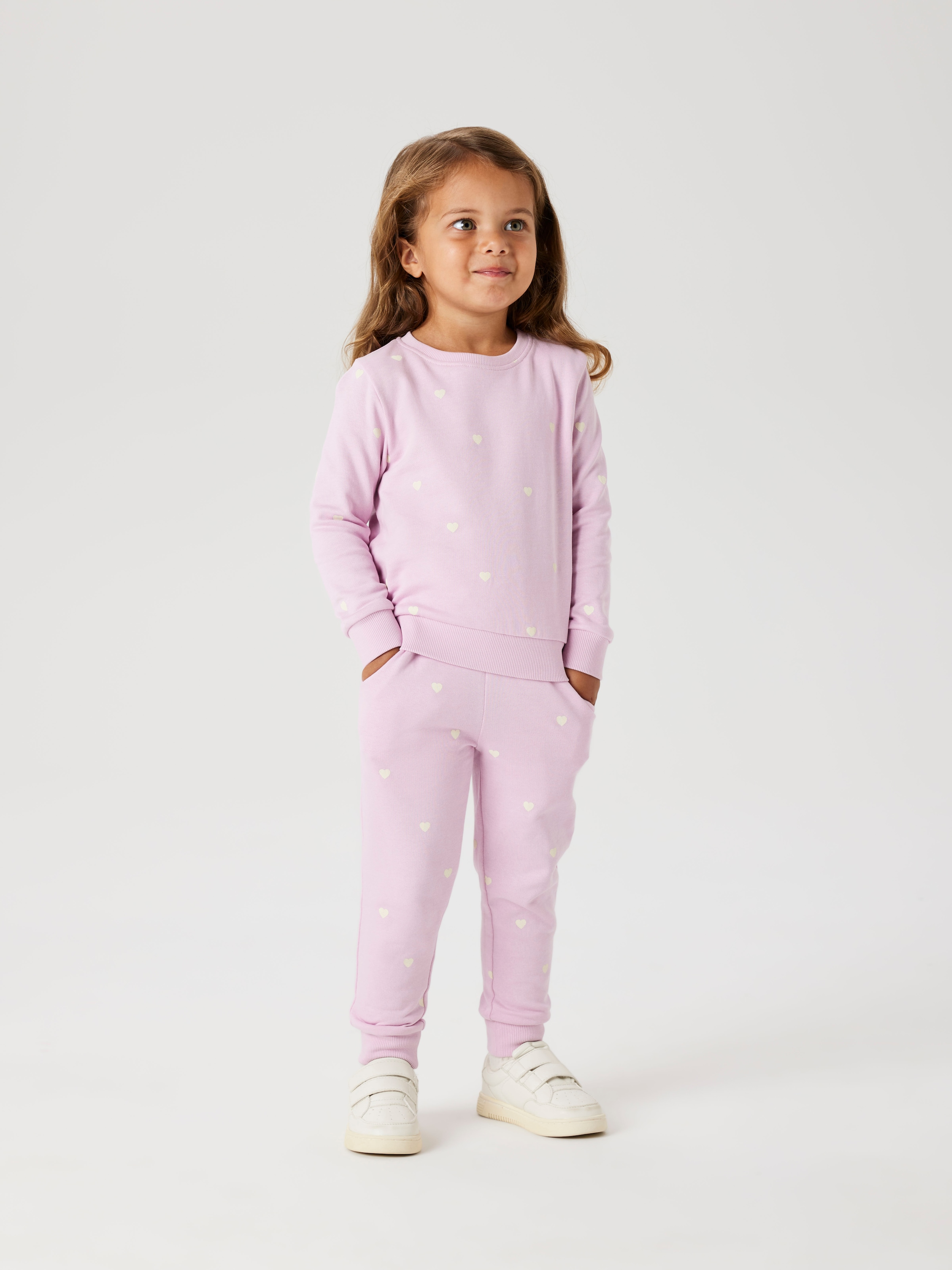 NAME IT Суичър 'NMFValba' бледорозово / мръсно бяло