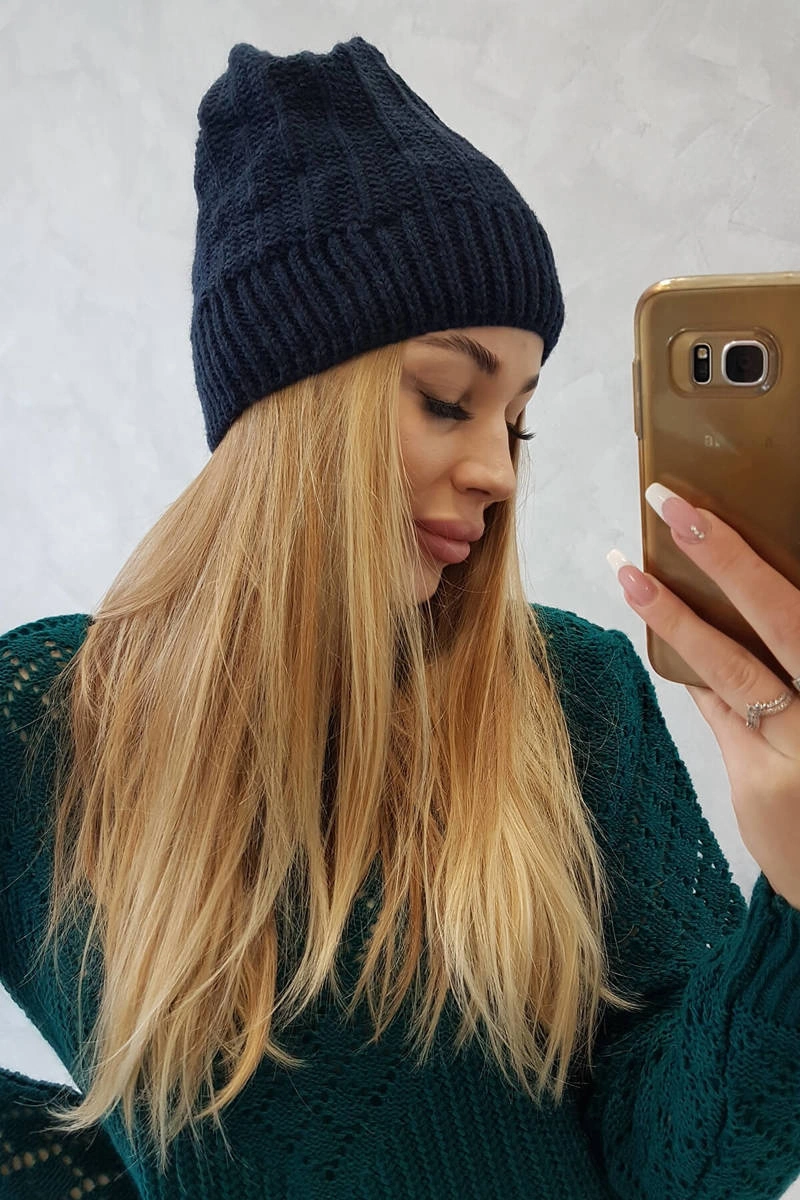 Kesi Cap with fleece Anna K238 navy blue