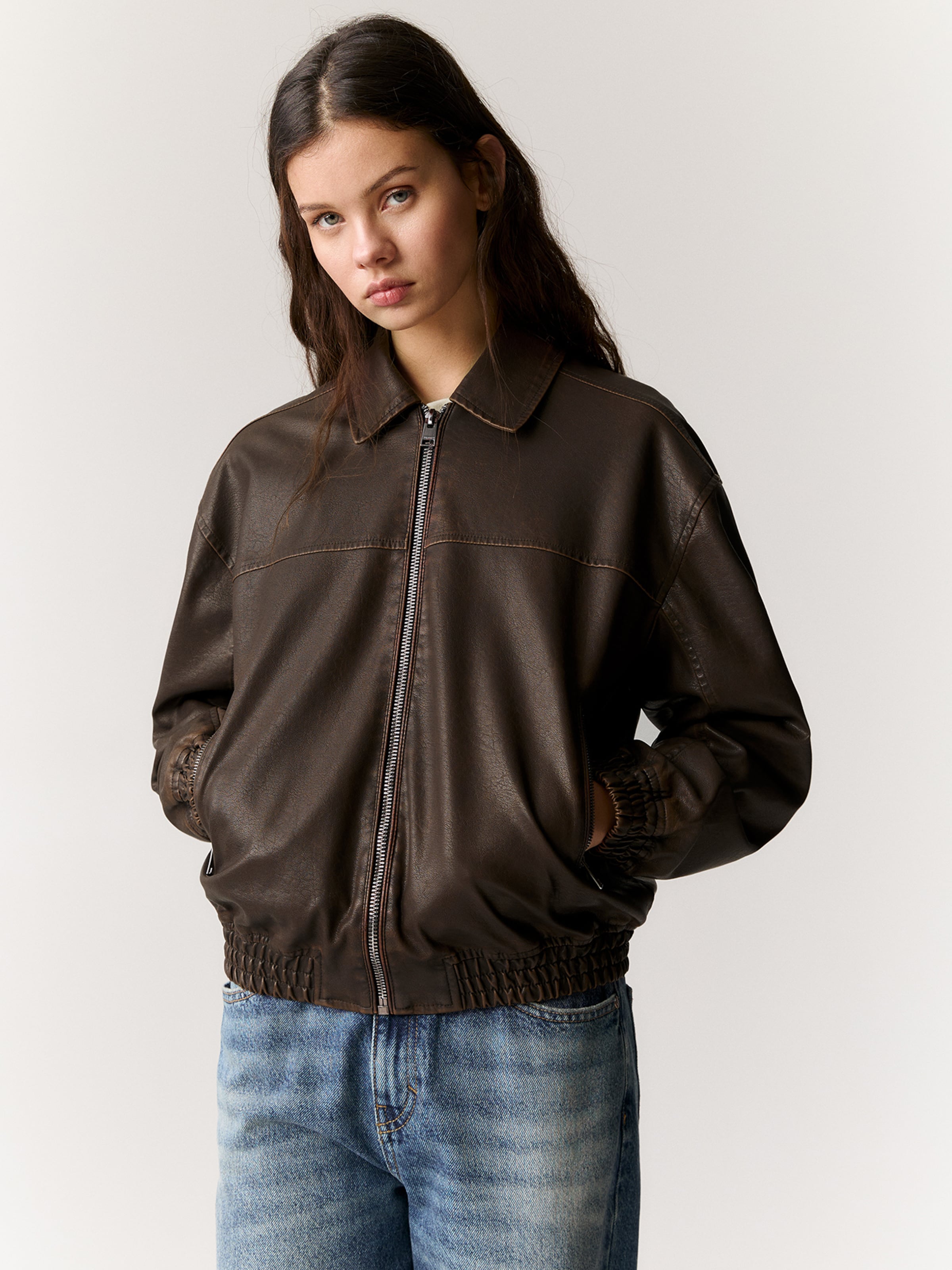 Pull&Bear Преходно яке тъмнокафяво