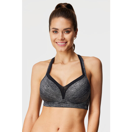 Lux Strappy Allover Print Bold Sport-BH in BLACK