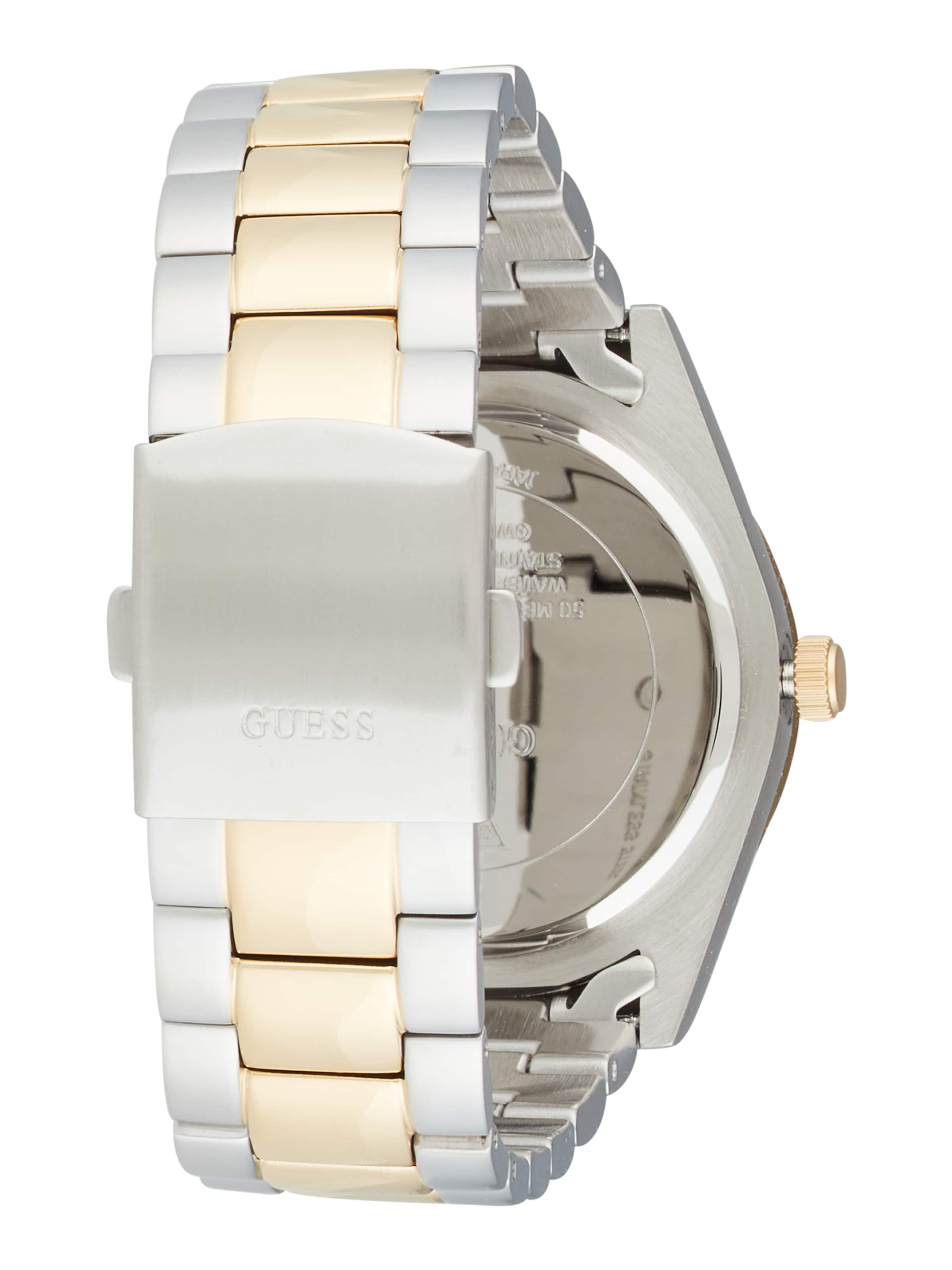 GUESS Аналогов часовник 'Connoisseur' злато / тръстиково зелено / сребърно