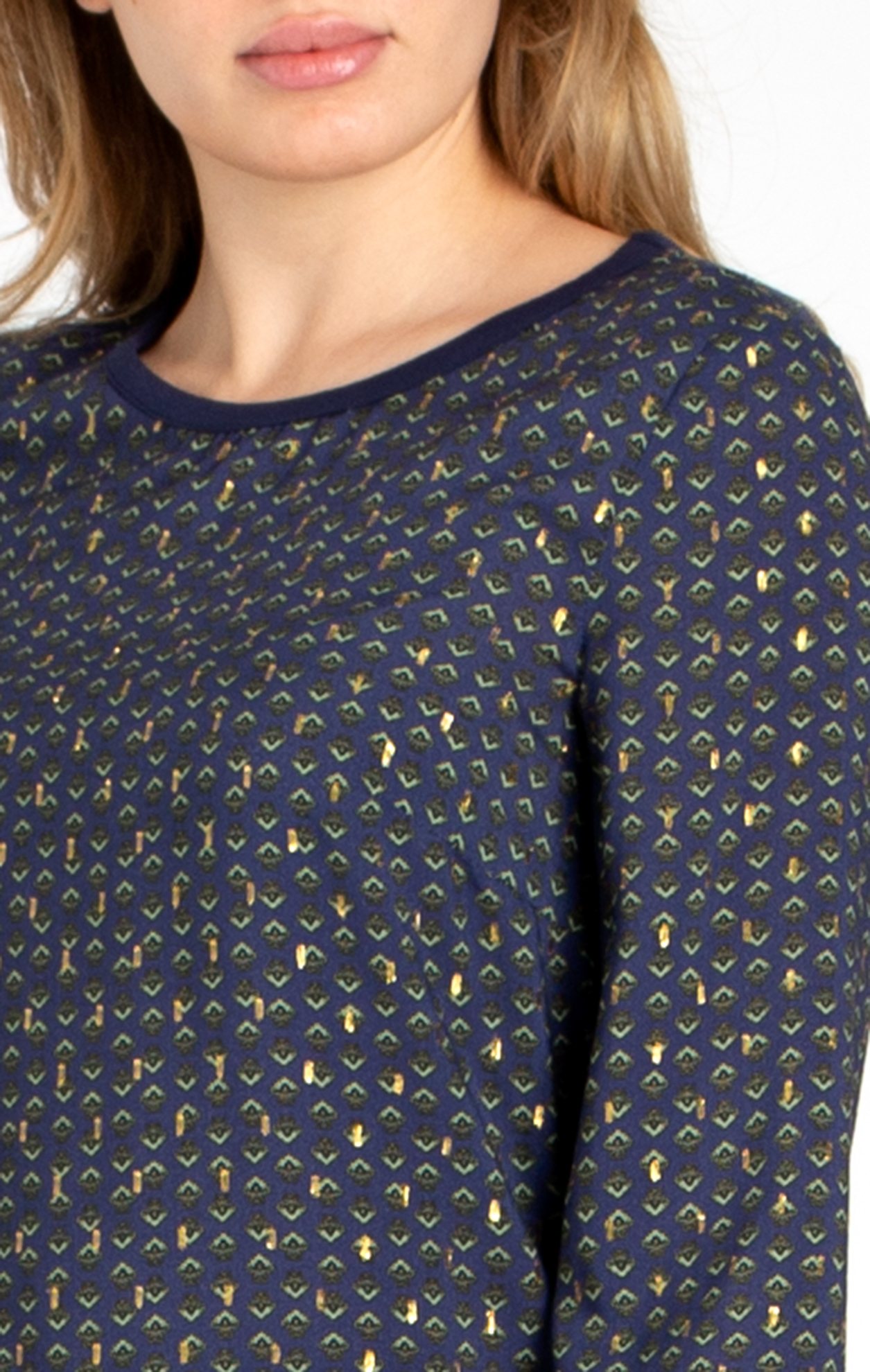 Daphne Елегантна блуза в свободен силует в графичен десен