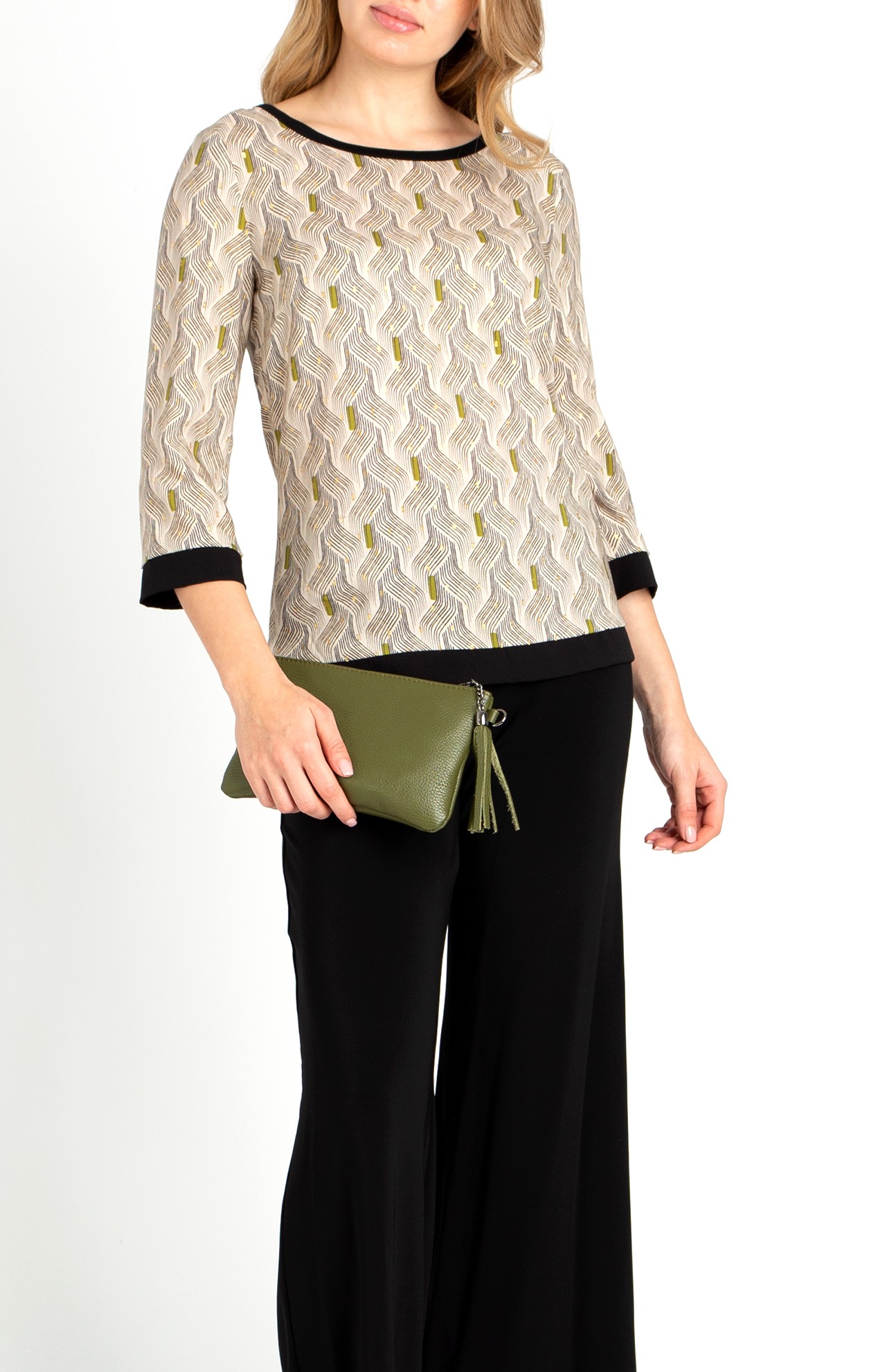 Daphne Елегантна блуза от вискоза в свободен силует в цвят екрю