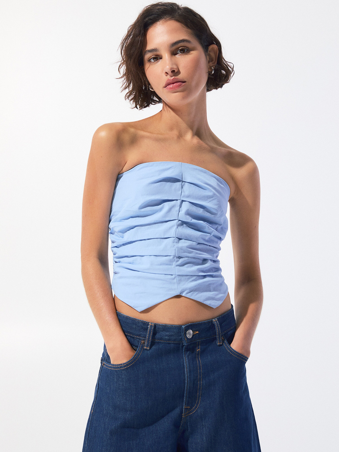 Pull&Bear Топ светлосиньо