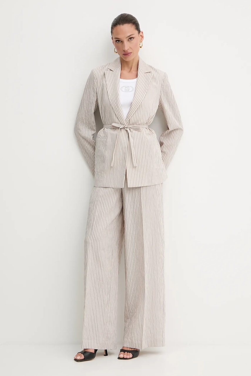 Панталон Liu Jo в бежово с широка каройка, с висока талия WA5399.T4305