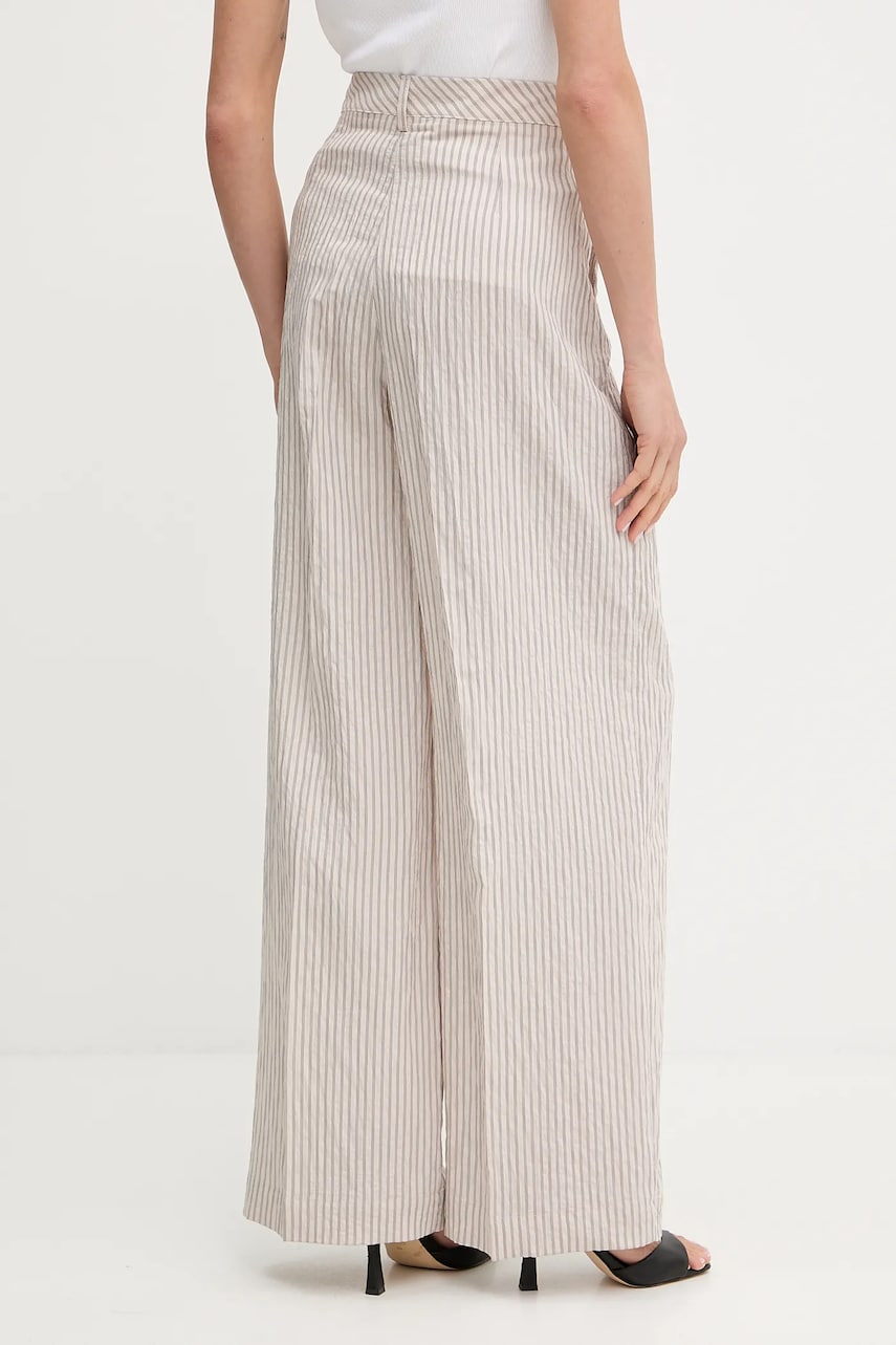 Панталон Liu Jo в бежово с широка каройка, с висока талия WA5399.T4305