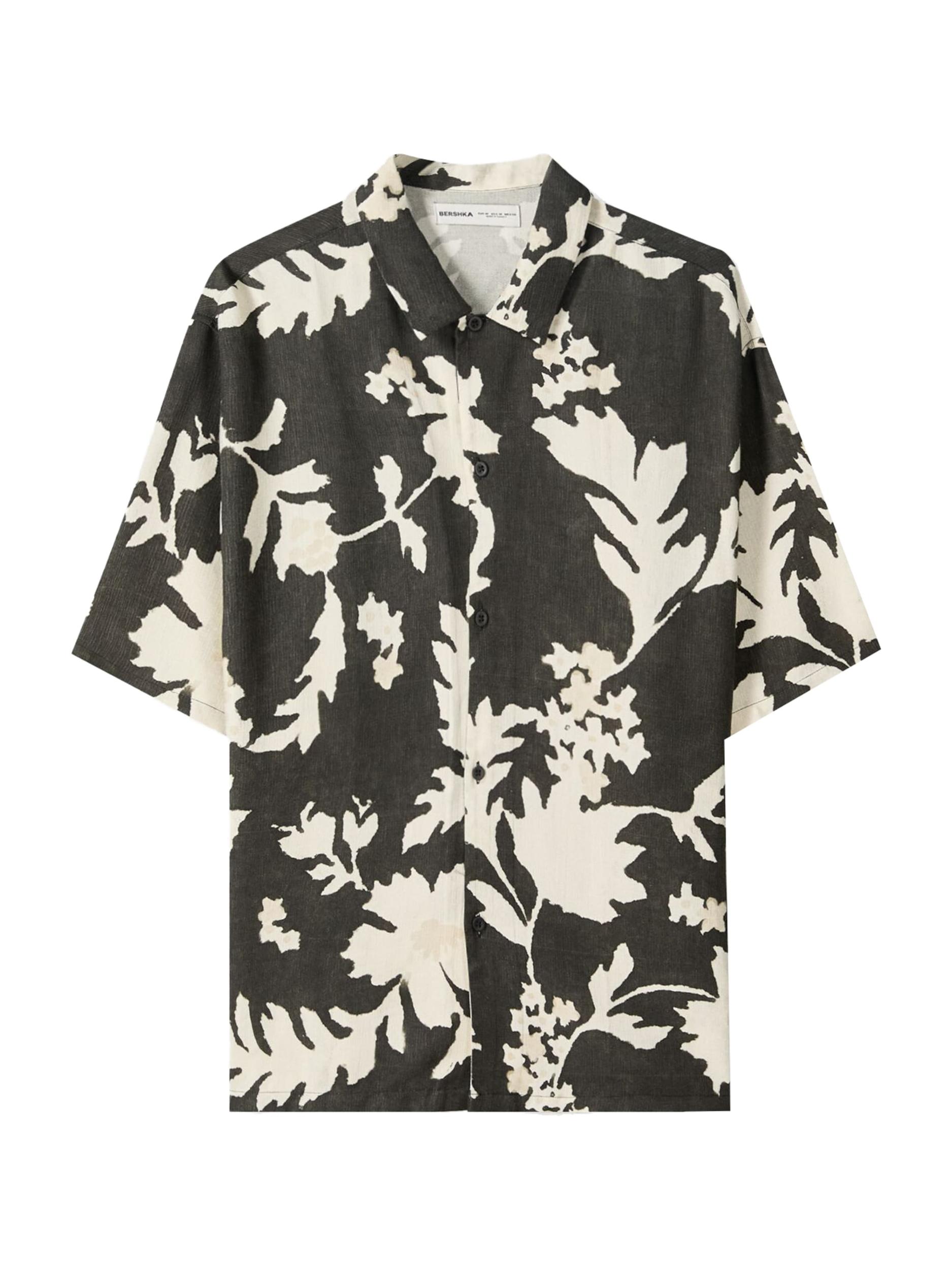 Bershka Риза черно / бяло