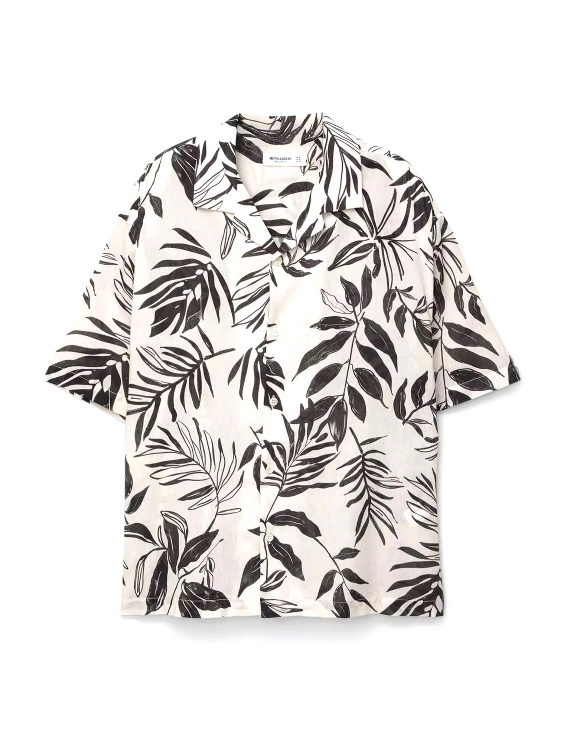 Pull&Bear Риза черно / бяло