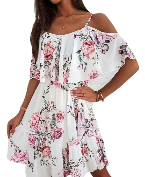 JULIA Бяла рокля на цветя Джулия