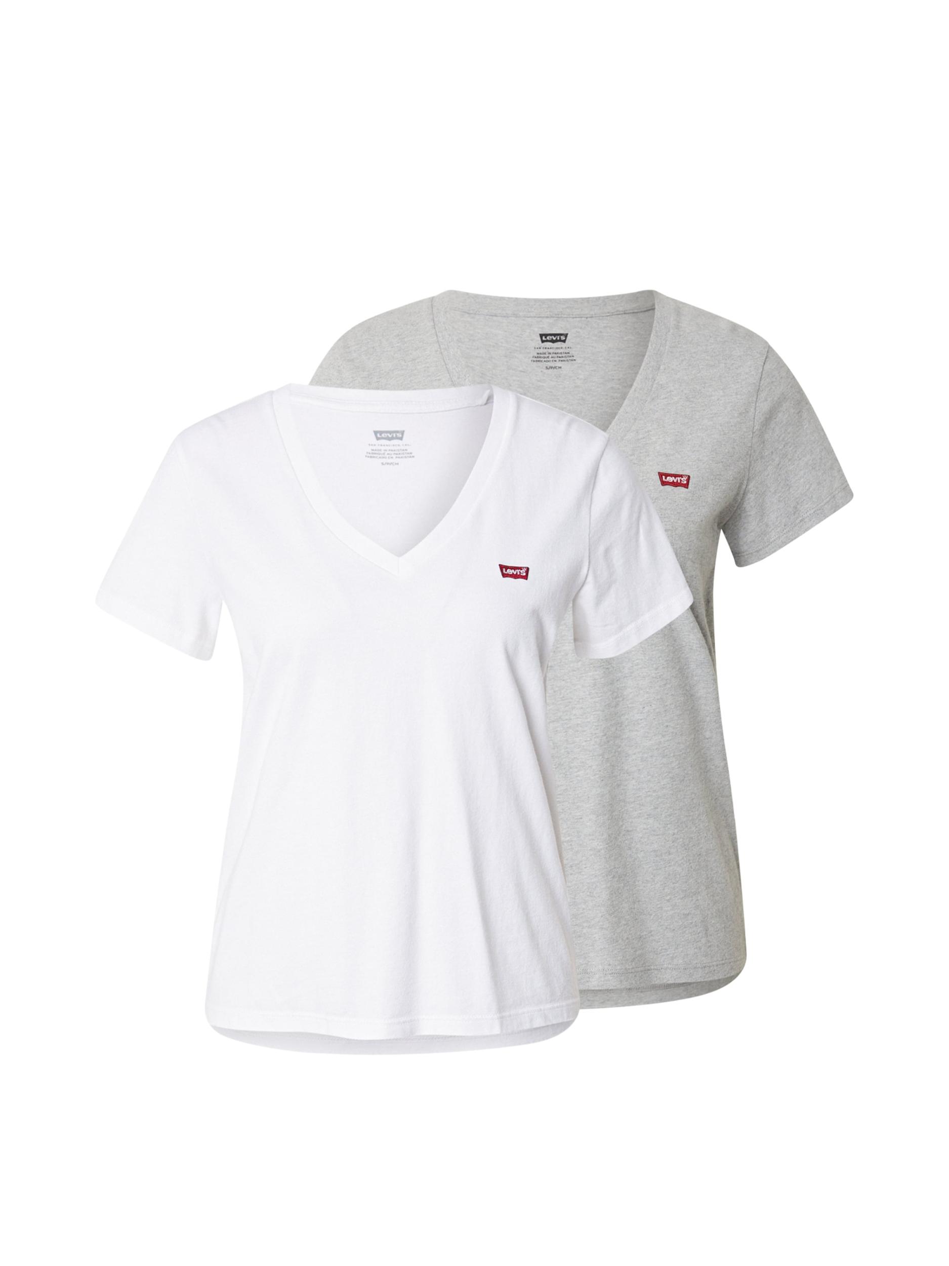 LEVI'S  Тениска 'Perfect V-Neck Tee (2-Pack)' сиво / бяло