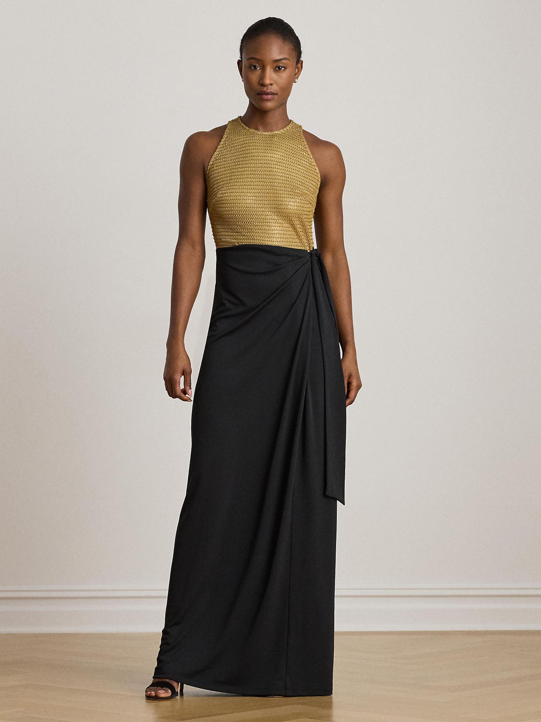 Lauren Ralph Lauren Вечерна рокля камел / черно