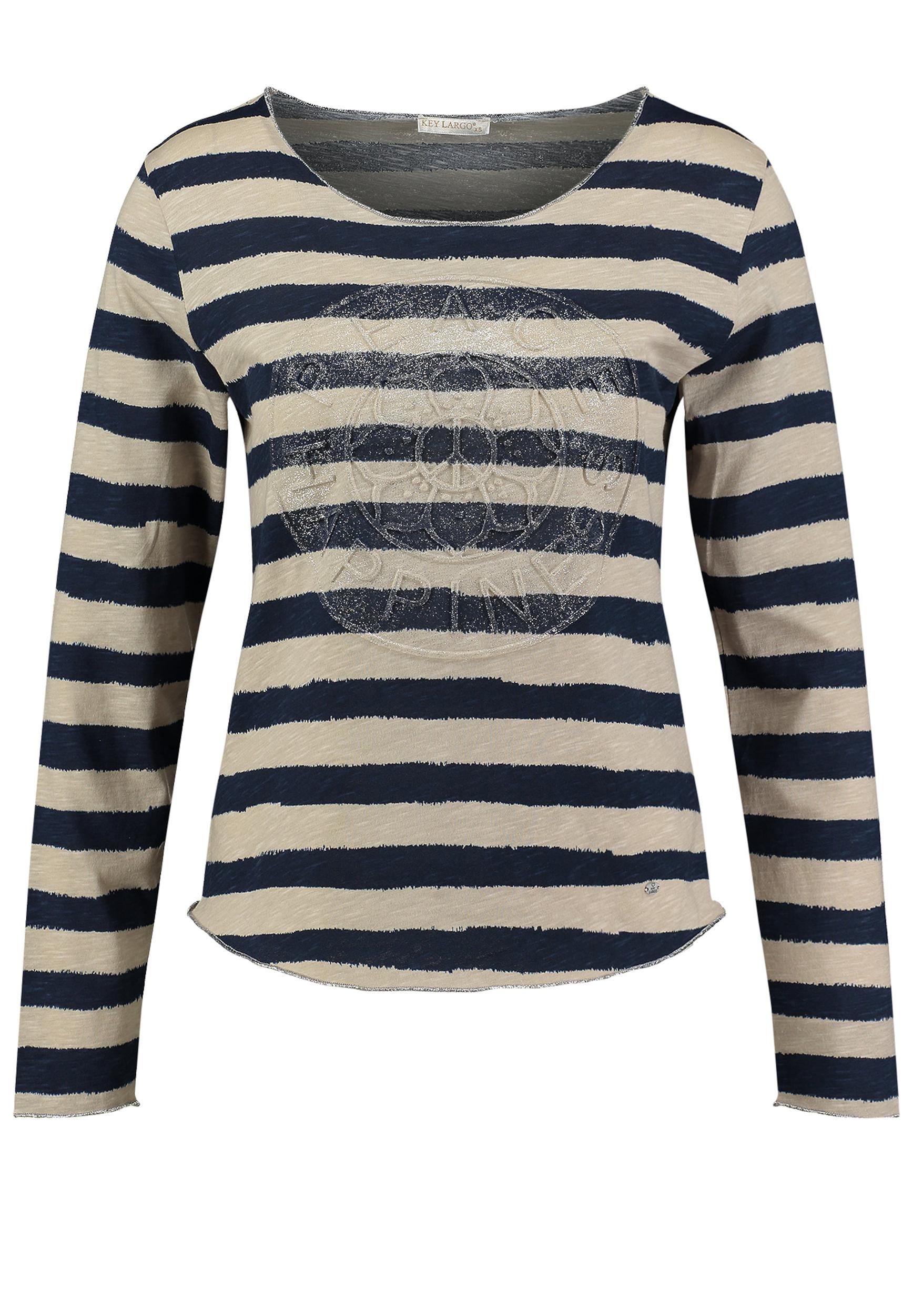 Key Largo Тениска 'Happiness' бежово / нейви синьо