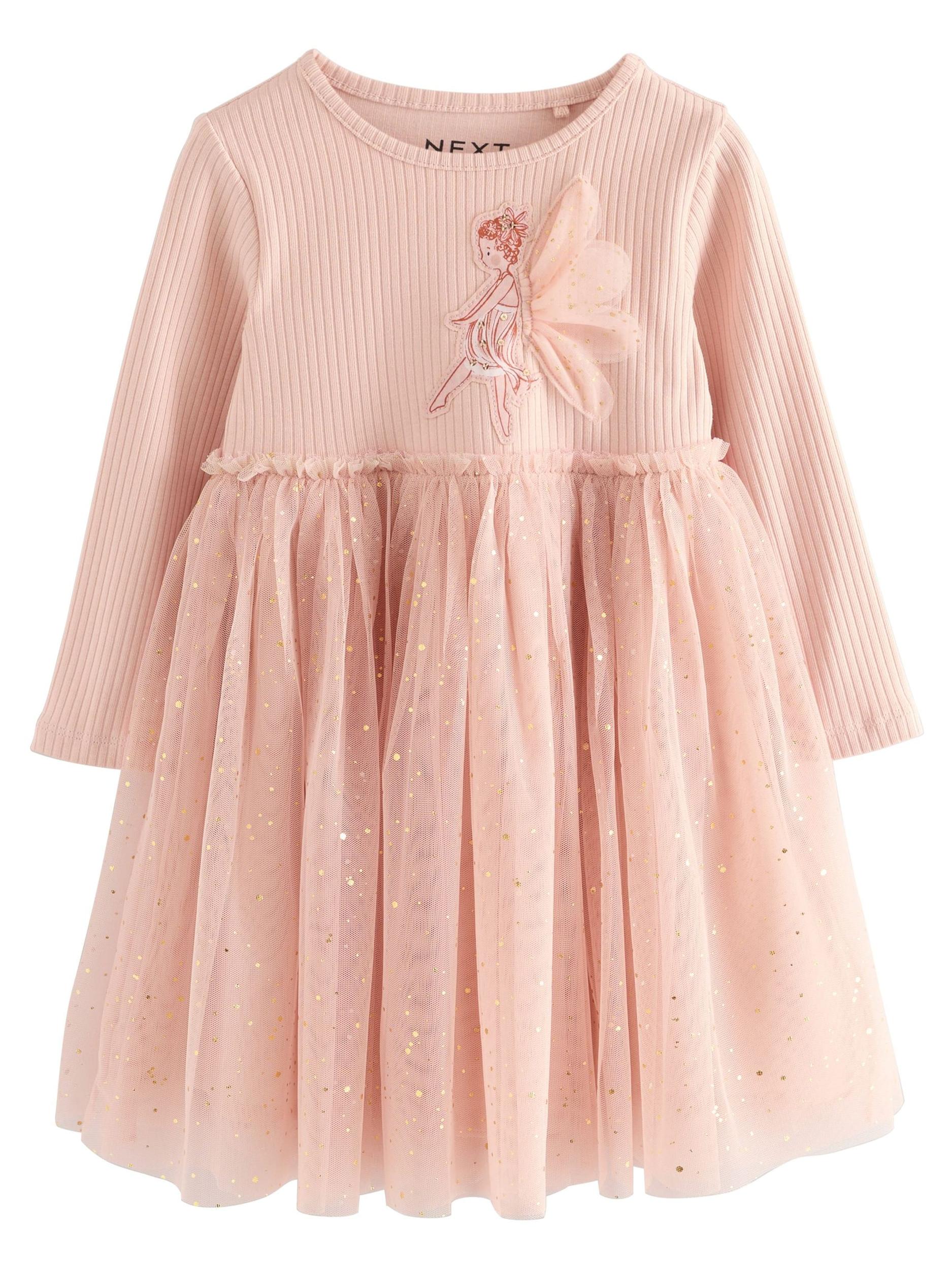 Next Рокля злато / бледорозово