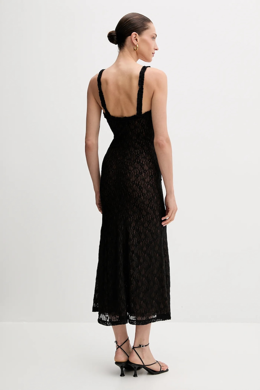 Рокля Bardot в черно дълга разкроена 59964DB