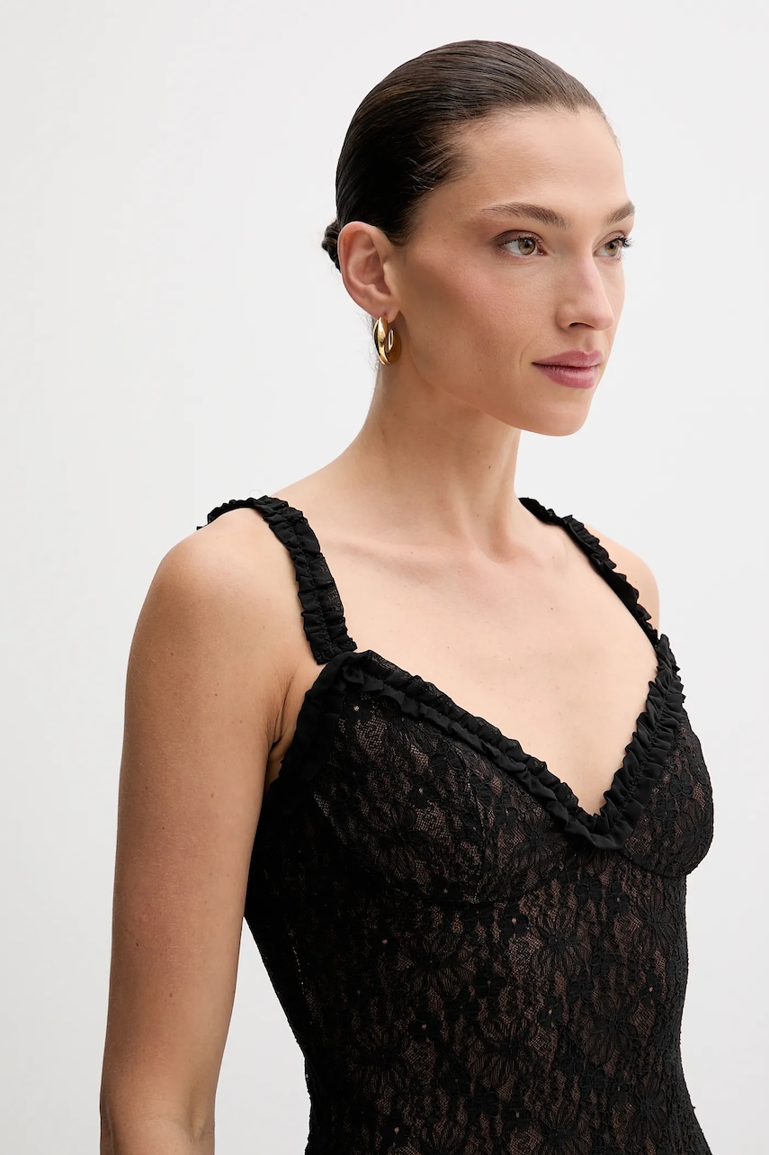 Рокля Bardot в черно дълга разкроена 59964DB