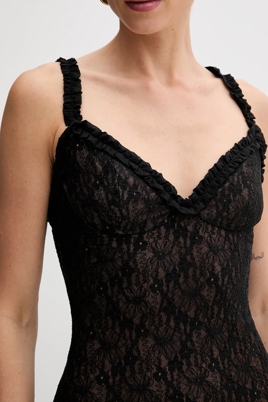 Рокля Bardot в черно дълга разкроена 59964DB